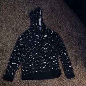 Nike Black and White Swoosh Hoodie